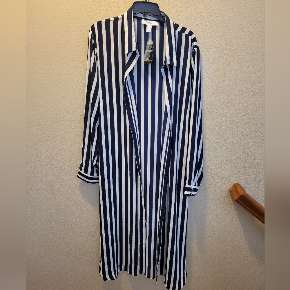 Forever 21 Blue and White Striped Swim Coverup